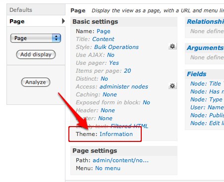 drupal views theme information